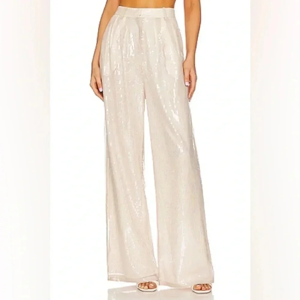House of Harlow 1960 Sequin Ilora Pant Cream Size 2 NWT
